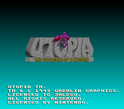 Utopia - The Creation of a Nation (USA) (Beta) Title Screen